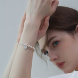 Half-Pearl Heart Tag Bracelet