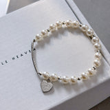 Half-Pearl Heart Tag Bracelet