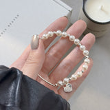 Half-Pearl Heart Tag Bracelet