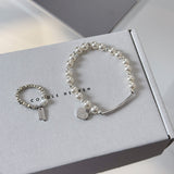Half-Pearl Heart Tag Bracelet