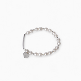 Half-Pearl Heart Tag Bracelet