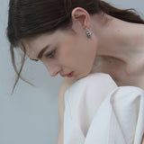 Gray Bow Pearl Earrings