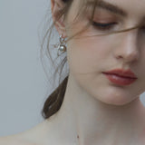 Plain Bow Pearl Earrings