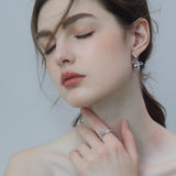 Plain Bow Pearl Earrings