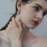 Gray Bow Pearl Earrings