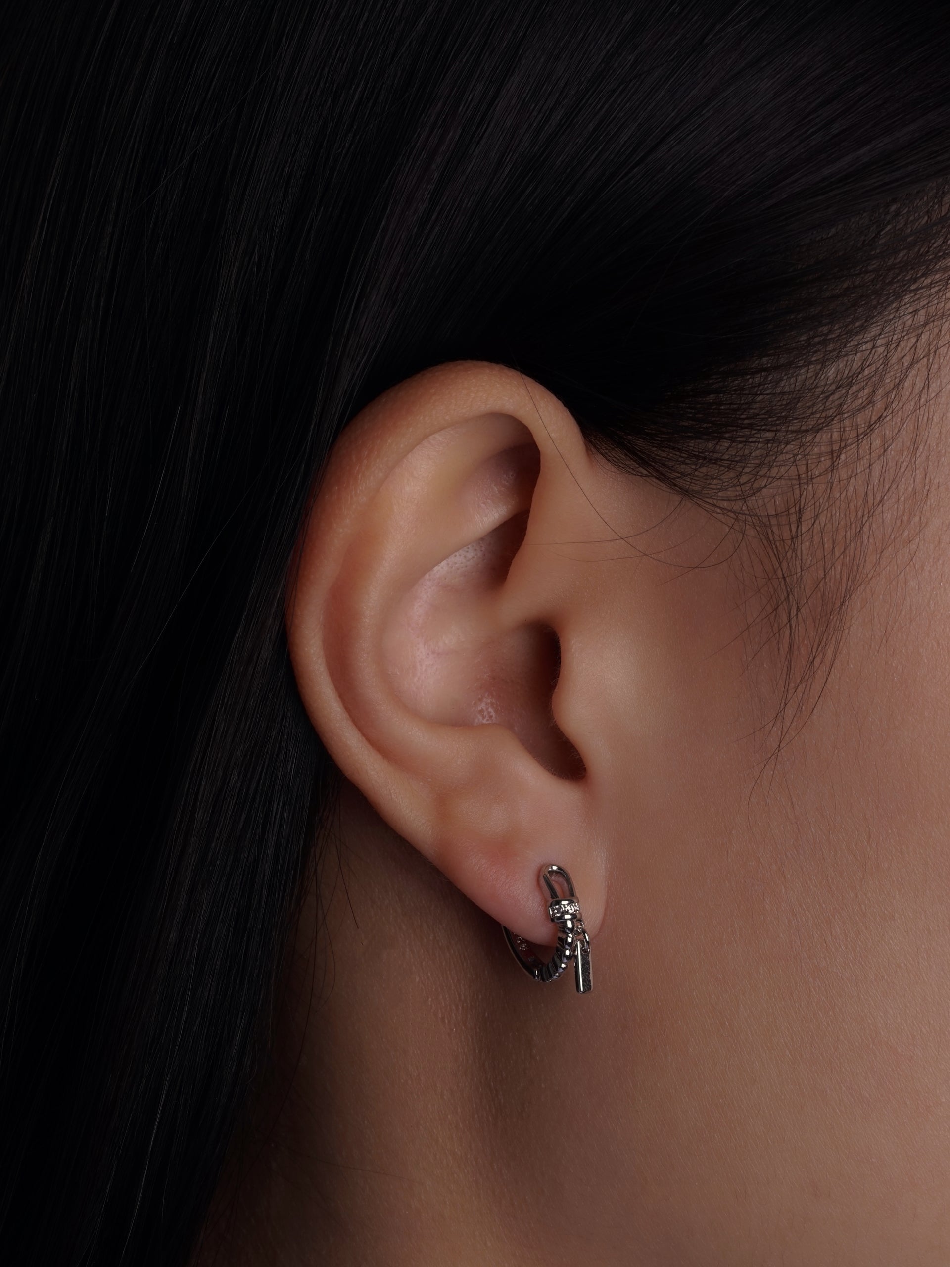 Zipper Hoop Charm Earrings