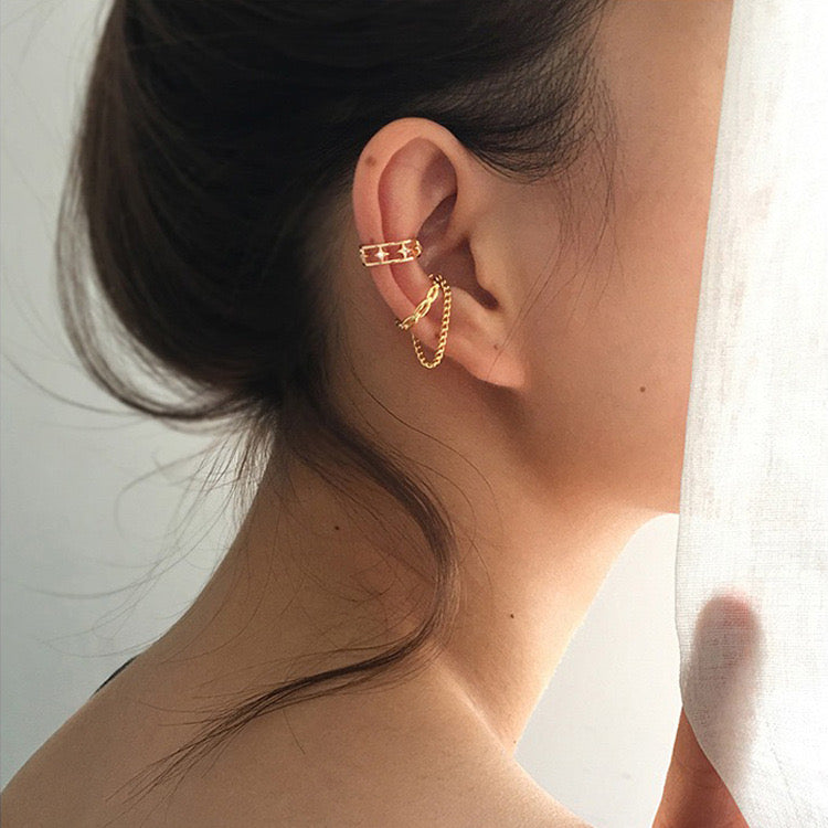 Star Chain Tassel Ear Cuff