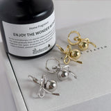 Plain Bow Pearl Earrings