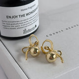 Plain Bow Pearl Earrings