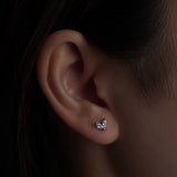 316L Stainless Steel V Sparkle Flower Flatback Earrings