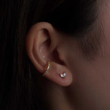 316L Stainless Steel V Sparkle Flower Flatback Earrings