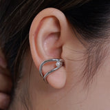 Twin Curve Pearl Ear Cuff