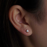 316L Stainless Steel Classic Diamond Dots Flower Flatback Earrings