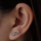 316L Stainless Steel Daisy Chain Flower Flatback Earrings