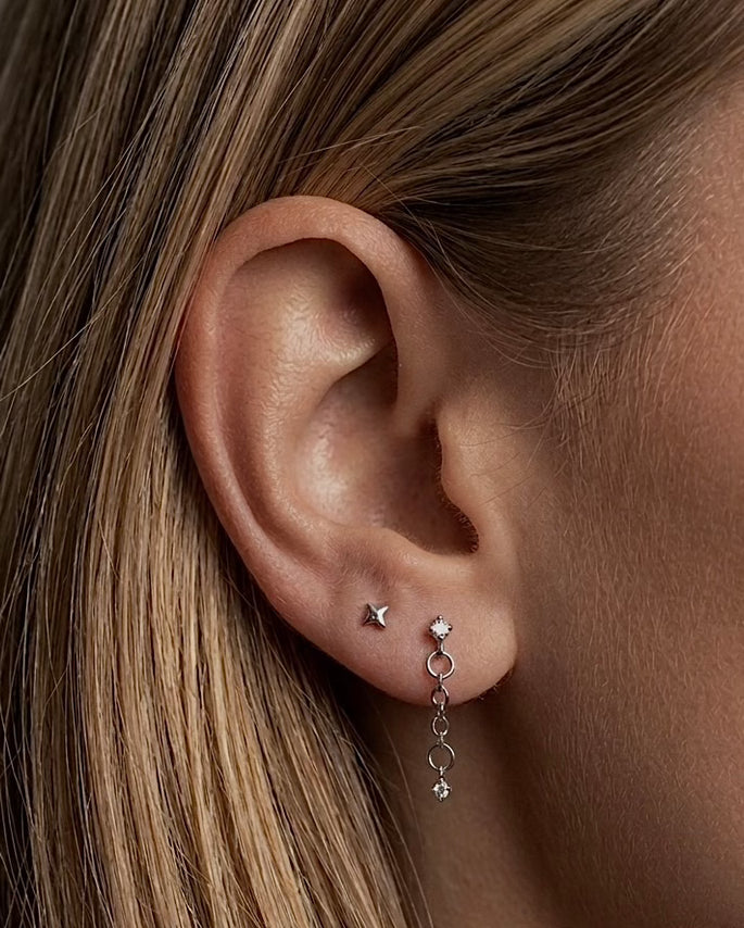 316L Stainless Steel Chain Drop Flatback Earrings