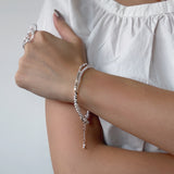 Stone Pearl Cross Bracelet