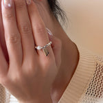 Elastic Pearl Small Tag Ring - Coddle Heaven
