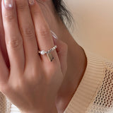 Elastic Pearl Small Tag Ring - Coddle Heaven