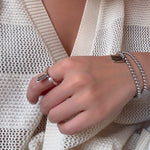 Elastic Pearl Small Tag Ring - Coddle Heaven