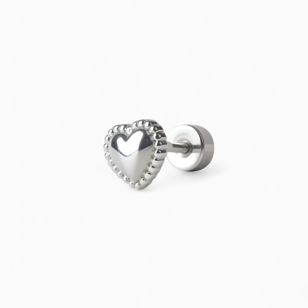 316L Stainless Steel Heart Flatback Earrings