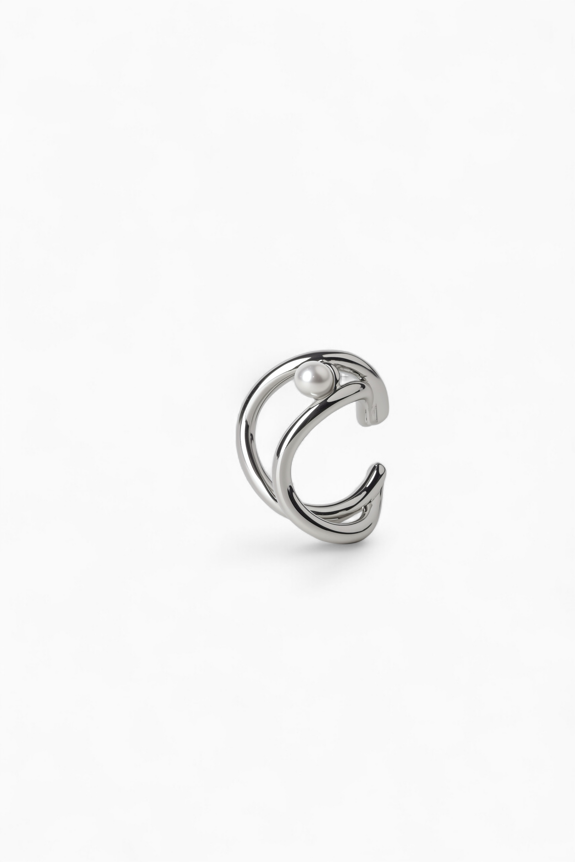 Twin Curve Pearl Ear Cuff