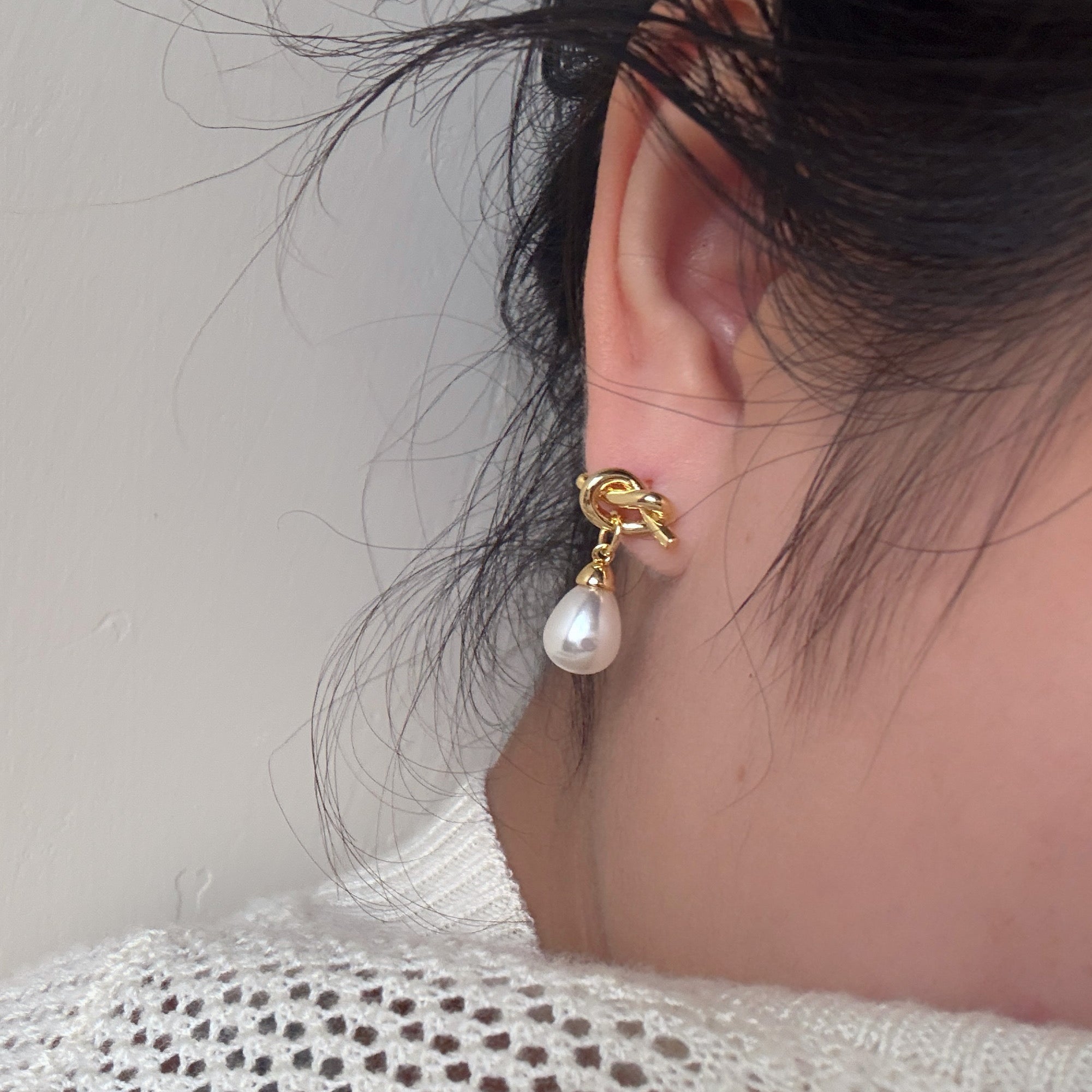 CH Teardrop Pearl Knot Earrings - Coddle Heaven