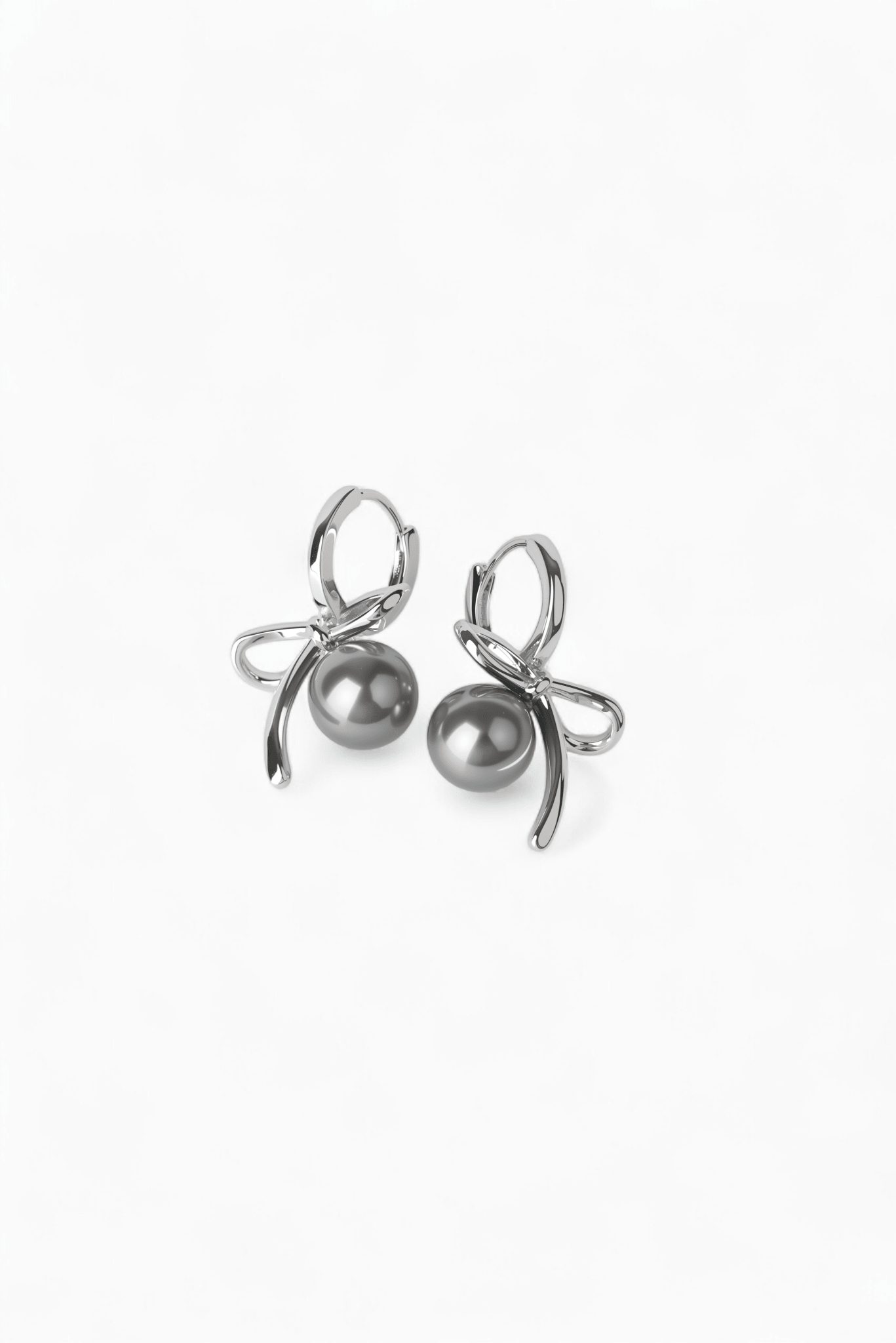 Gray Bow Pearl Earrings - Coddle Heaven