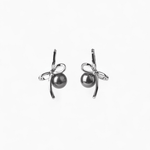 Gray Bow Pearl Earrings - Coddle Heaven
