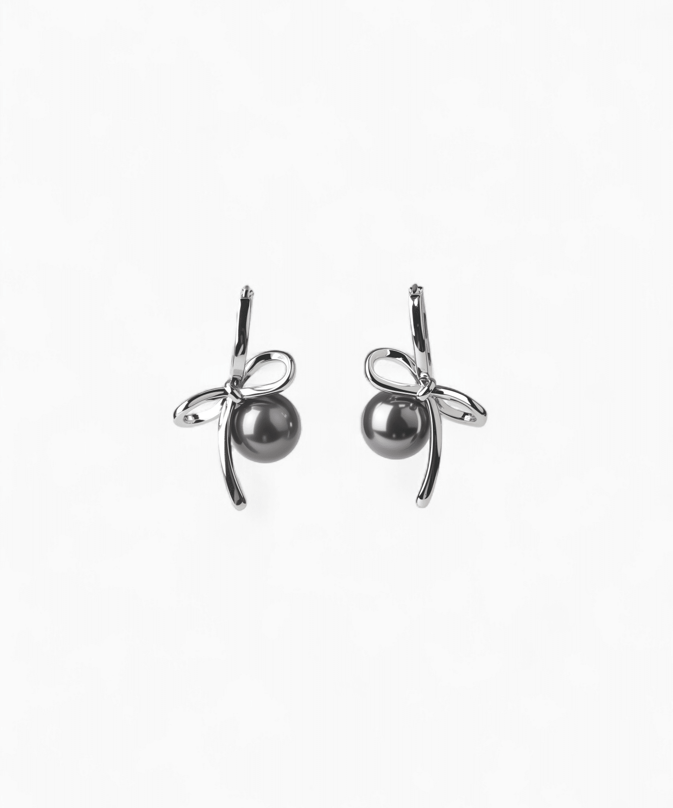 Gray Bow Pearl Earrings - Coddle Heaven