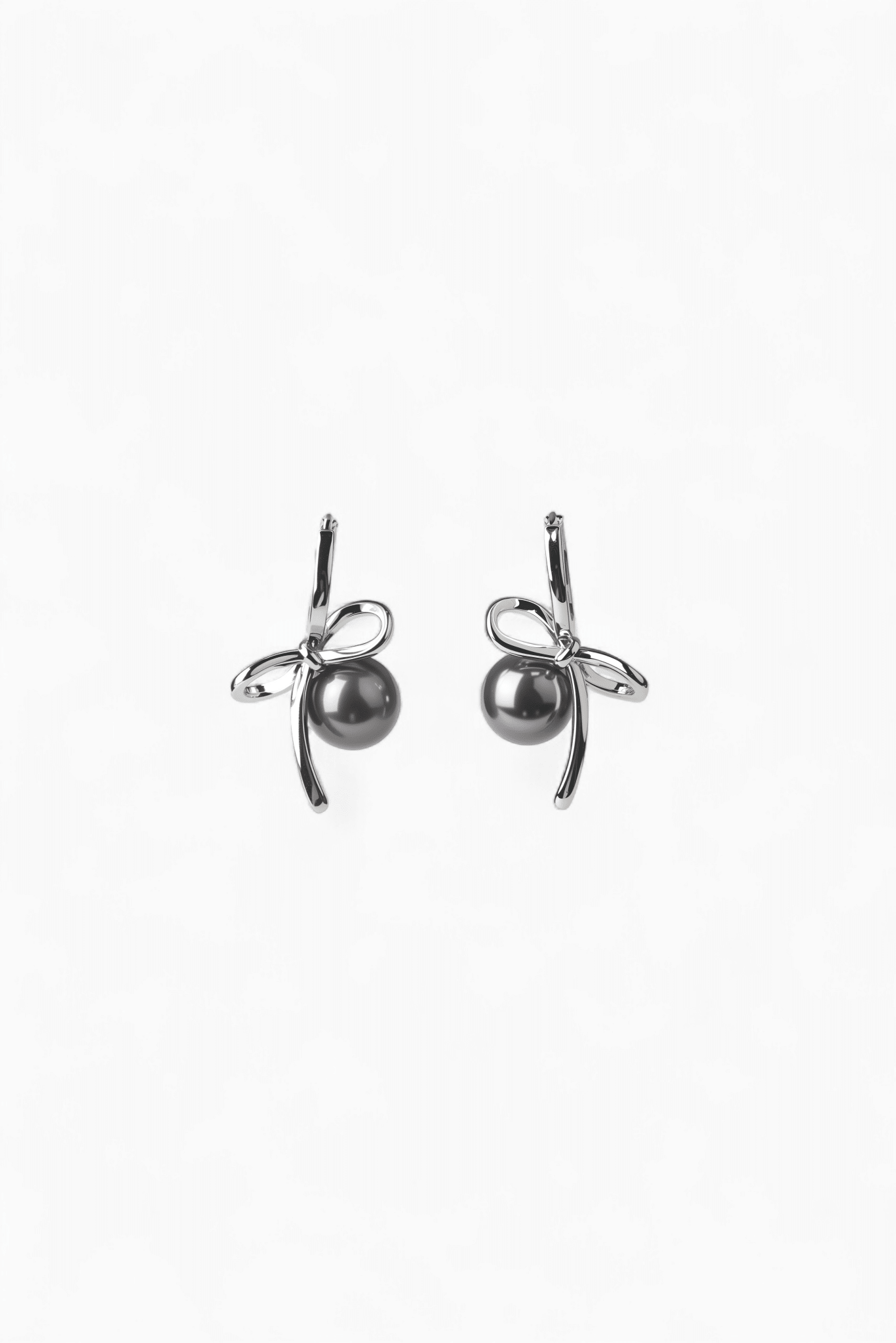 Gray Bow Pearl Earrings - Coddle Heaven