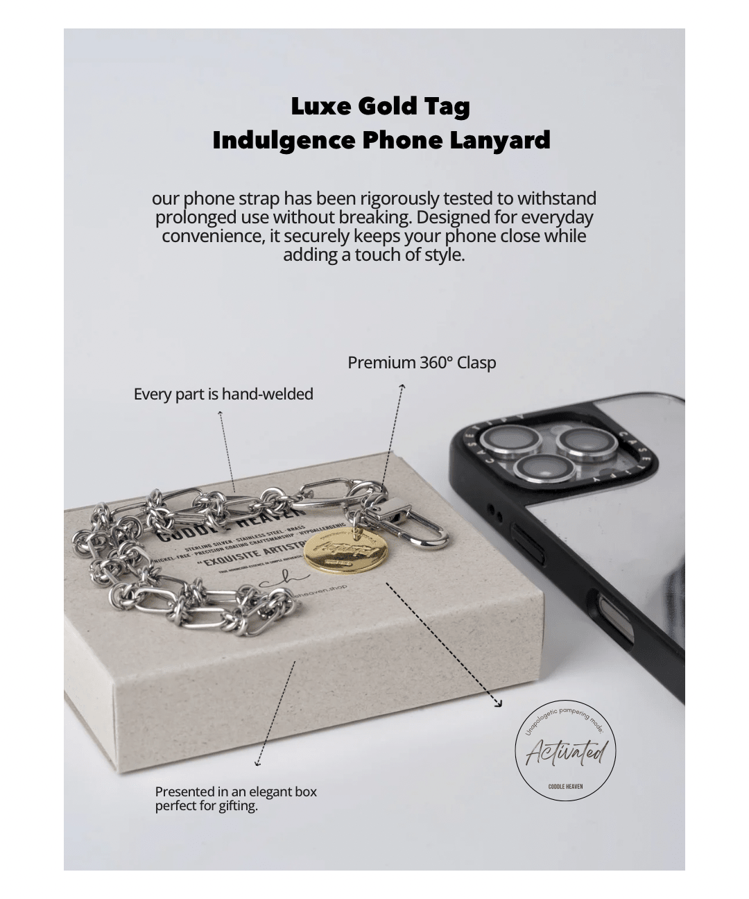 Luxe Gold Tag Indulgence Phone Lanyard - Coddle Heaven