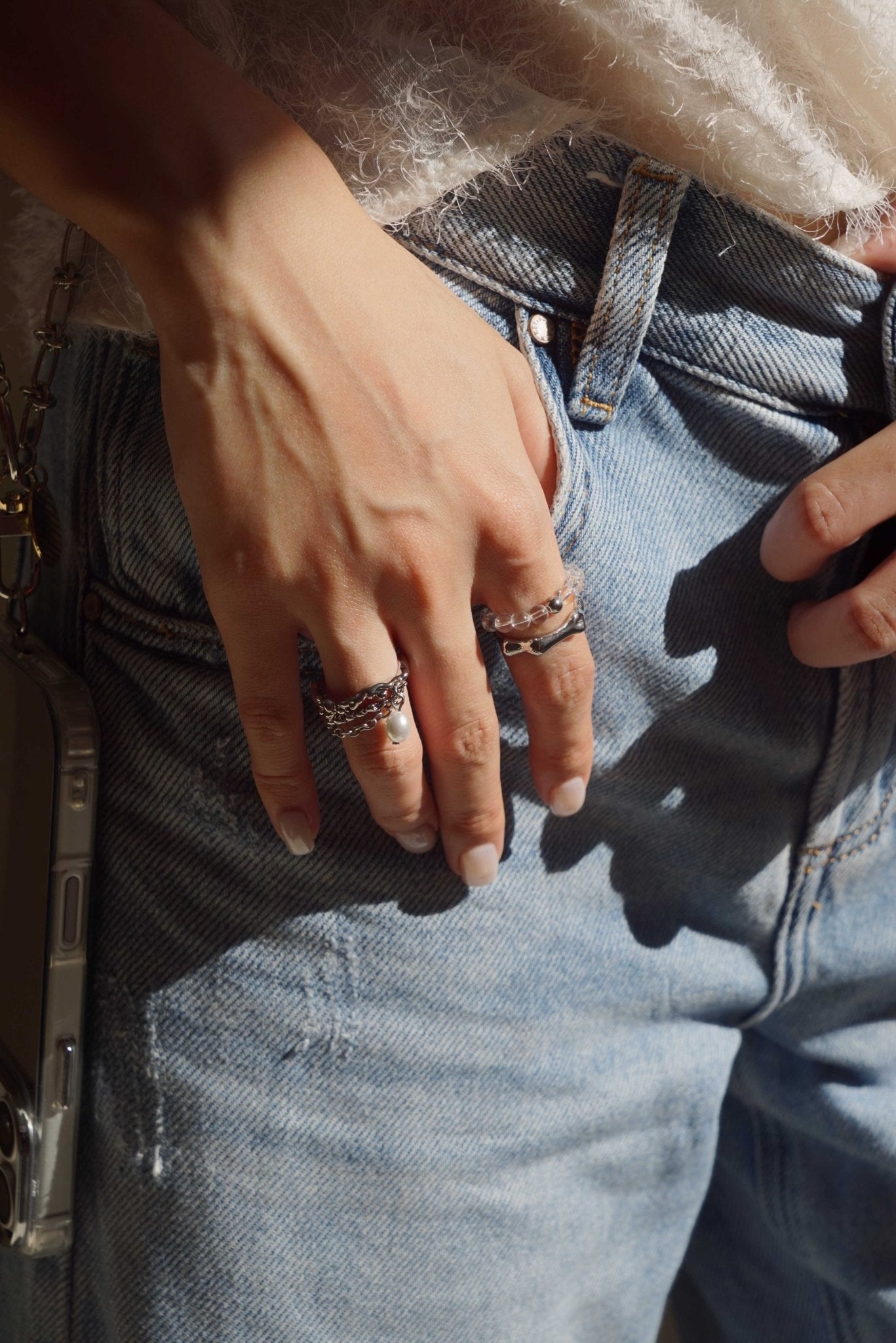 Pearl Chain Embrace Ring - Coddle Heaven