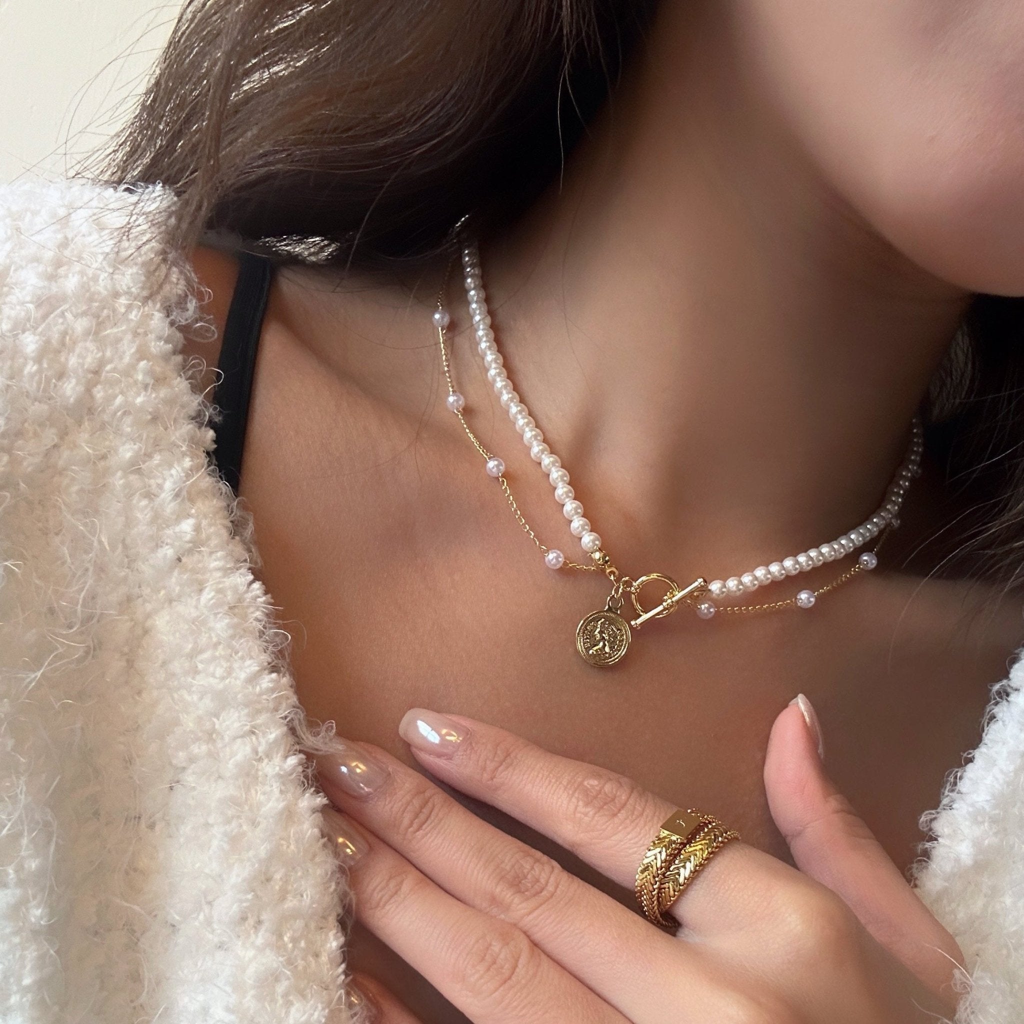 Retro Double - Layer Pearl Necklace - Coddle Heaven