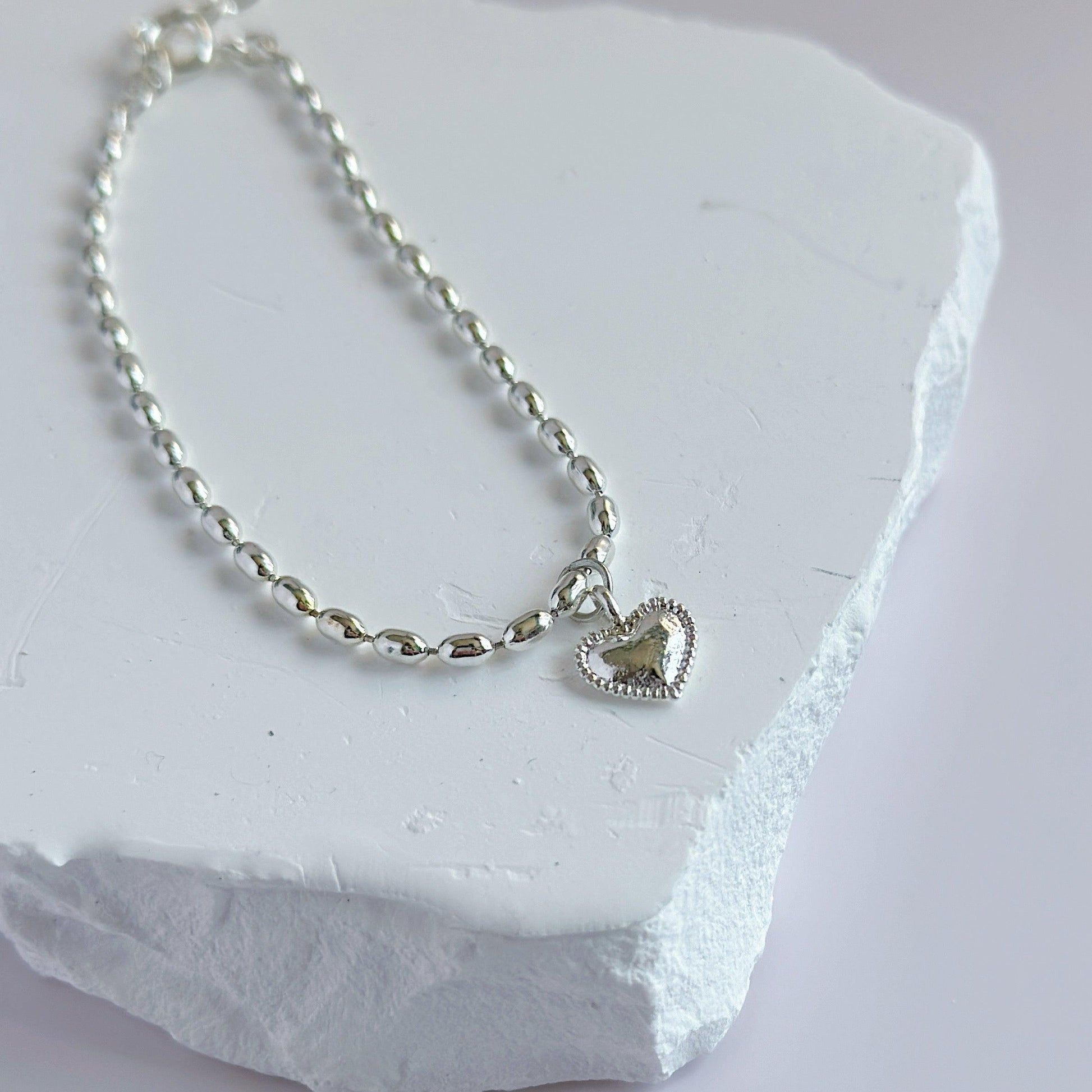 Rice Heart Silver Bracelet - Coddle Heaven