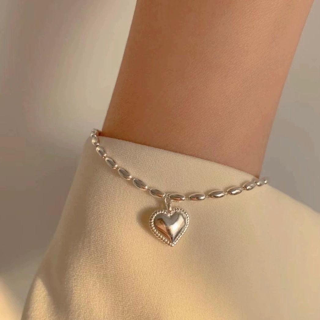 Rice Heart Silver Bracelet - Coddle Heaven