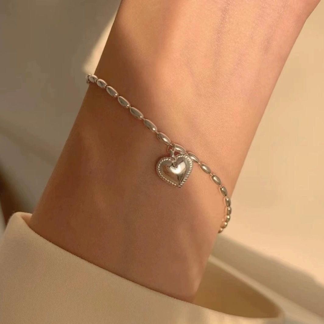 Rice Heart Silver Bracelet - Coddle Heaven